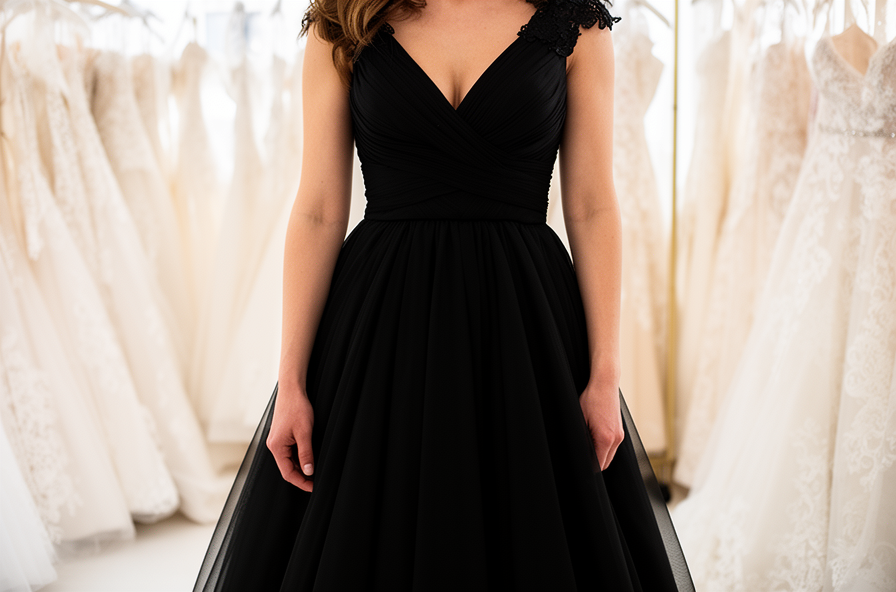 affordable black wedding dress