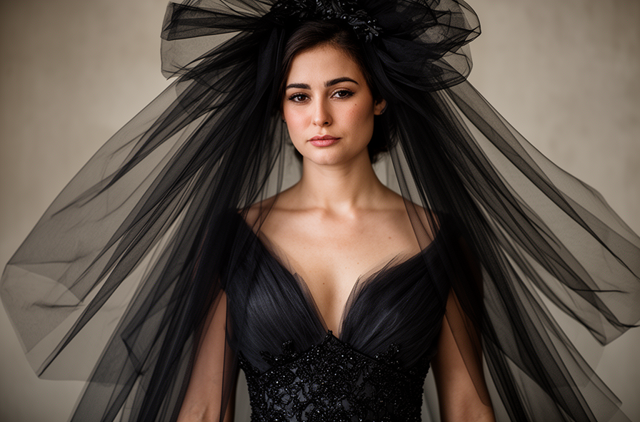 black veil wedding