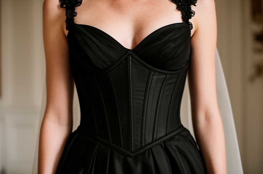 black corset wedding dress