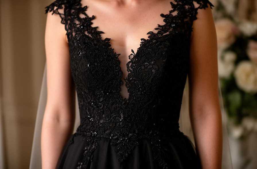 black lace wedding dress