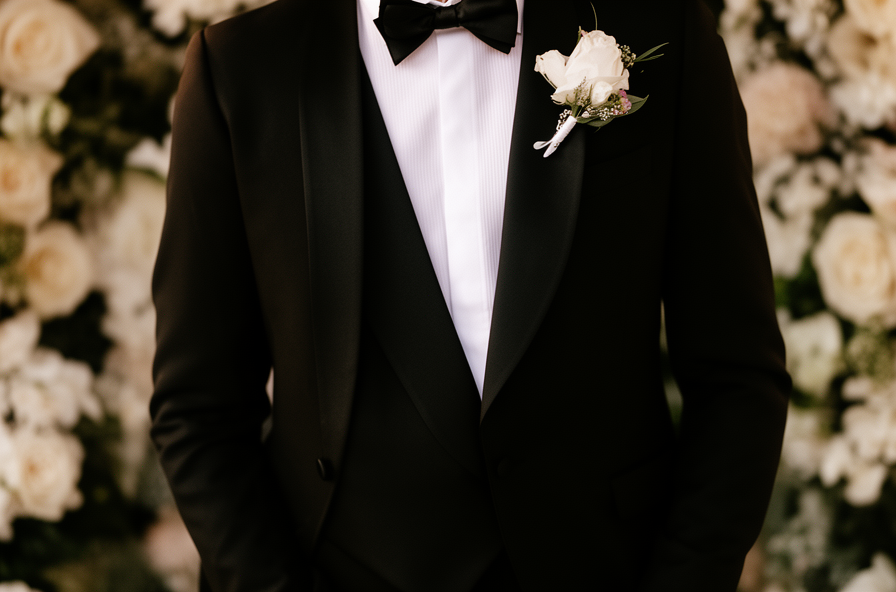 black tuxedo wedding dress