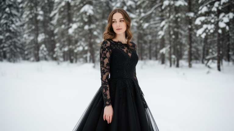 Black Wedding Dress Winter Wedding