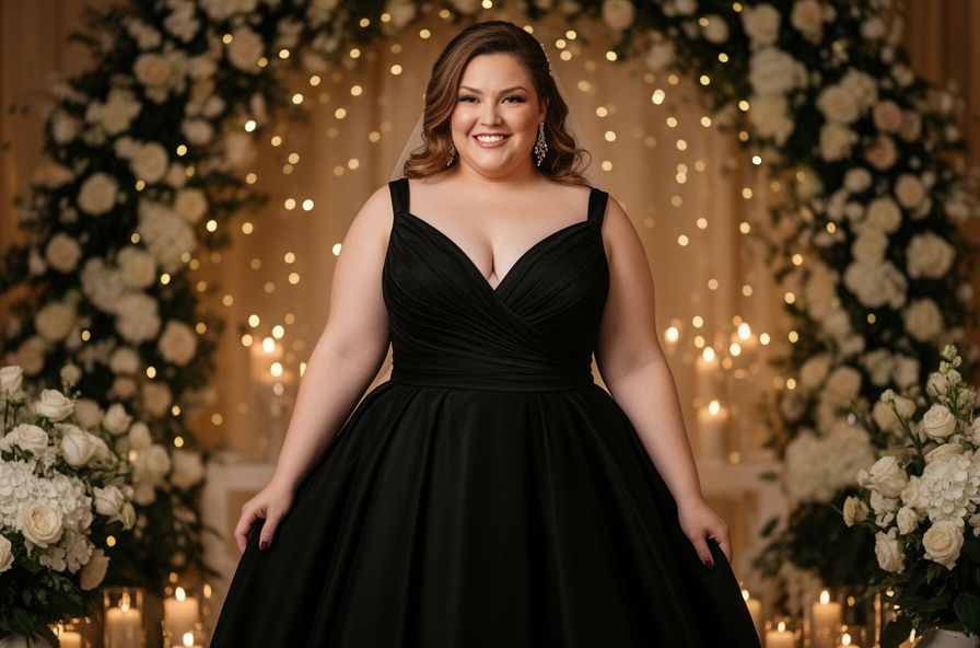 plus size black wedding dress