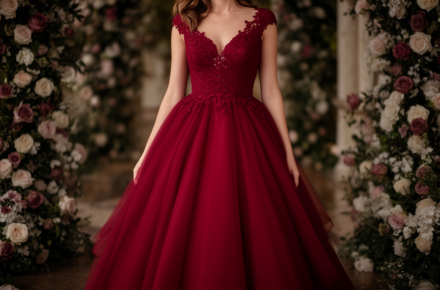 red wedding dress